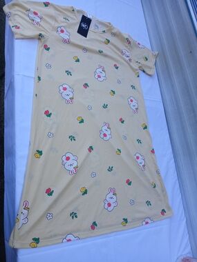 Christina Yellow Cartoon Bunny Print Dress